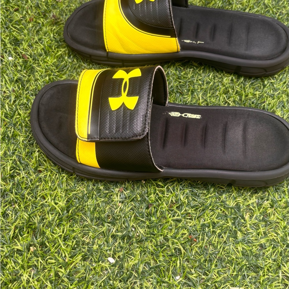 Under Armour Black and Yellow Sport Slides